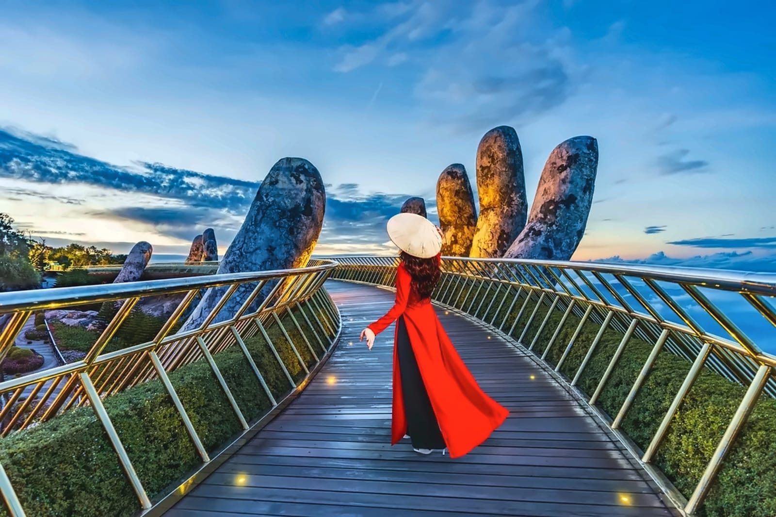 Travellers taking in a view on an international journey