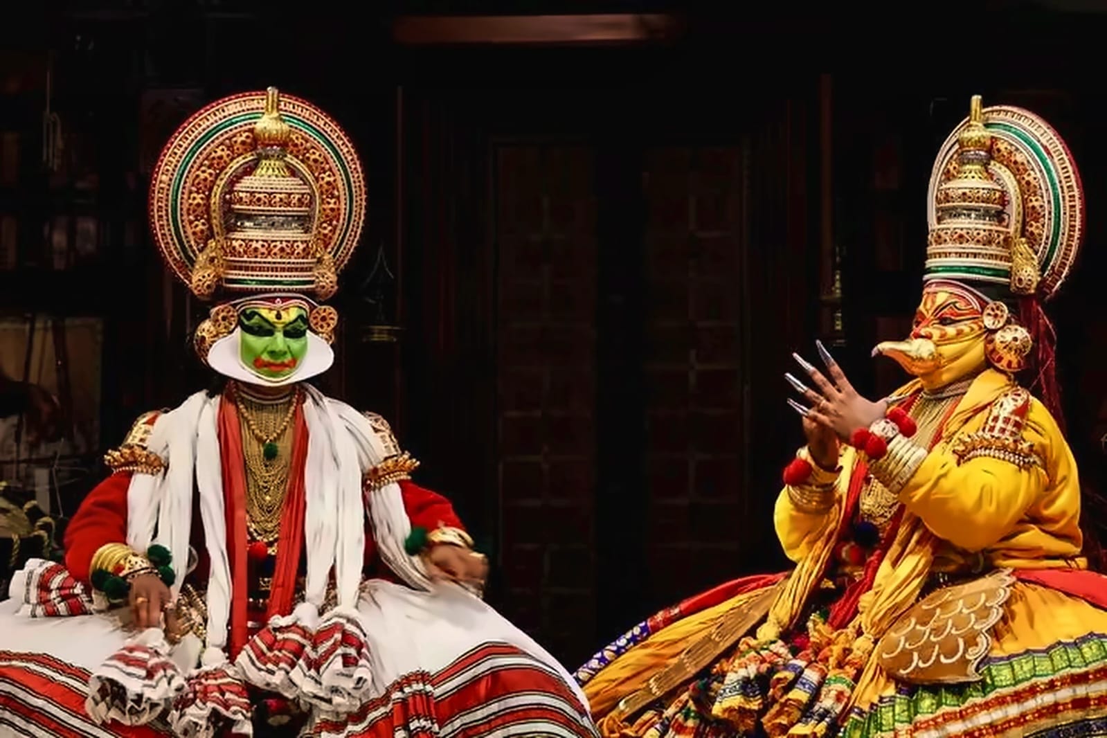 Traditional South Indian performers in costume