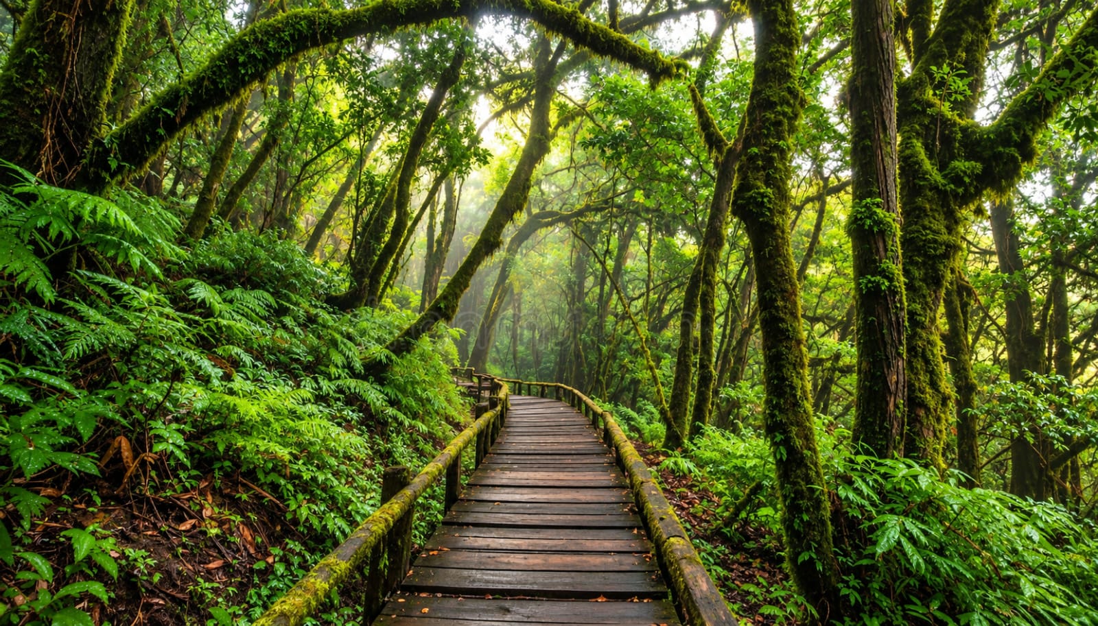 Woodland trail through a tropical rainforest in Thailand