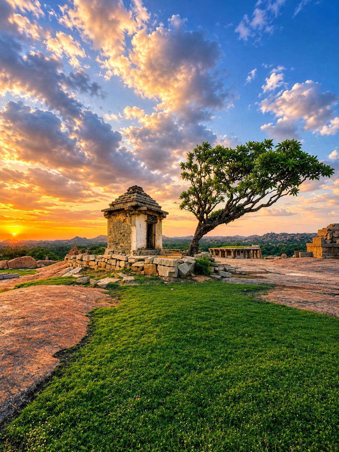 Sunset over a rural landscape in West India